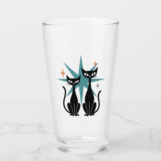 Retro Cats Blue Atomic Starburst Glass | Mid-Centu (Anverso)