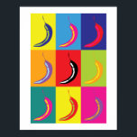 Retro Chili Pop Art Brillante Cocina Impresión de<br><div class="desc">Chili retro litho de colores vivos efecto de impresión cocina comida poster impresión</div>