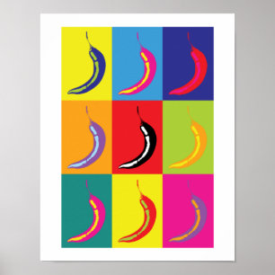 Retro Chili Pop Art Brillante Cocina Impresión de