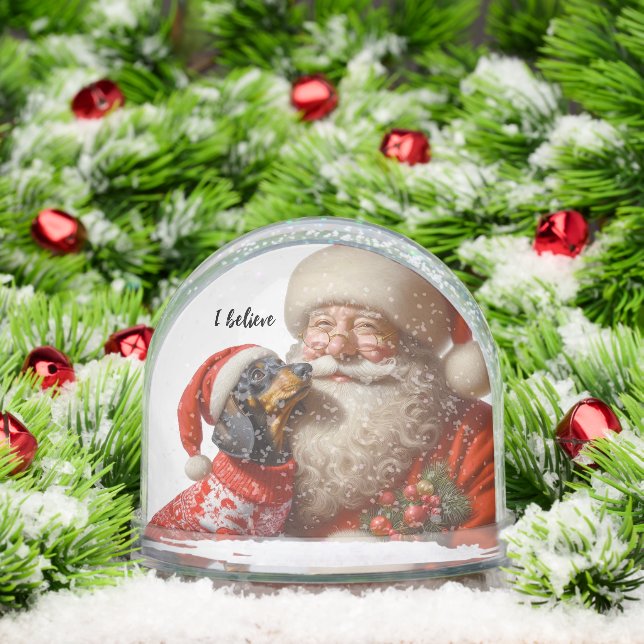 Retro Christmas Dachshund Snow Globe (Navidad)