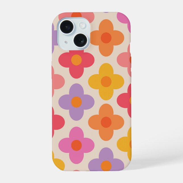 Retro Colorful Hippie Mod Flowers Pattern  (Reverso )