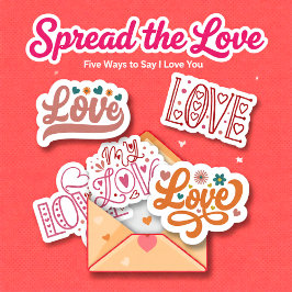 Retro conjunto de 5 pegatinas de letras de amor
