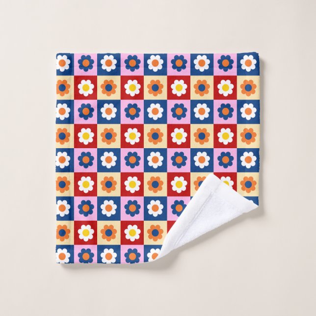 Retro Cute colorful Flowers Pattern  (Toallita)