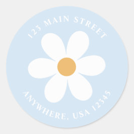 Retro daisy azul pálido etiqueta de la dirección d