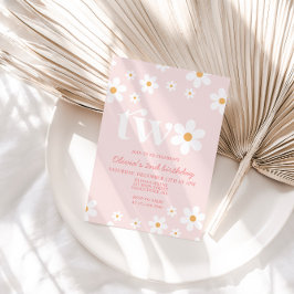 Retro Daisy Dos Invitaciones Florales de Segundo C