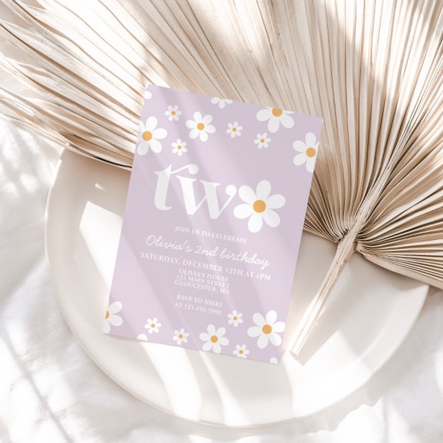 Retro Daisy Dos Invitaciones Florales de Segundo C (Subido por el creador)