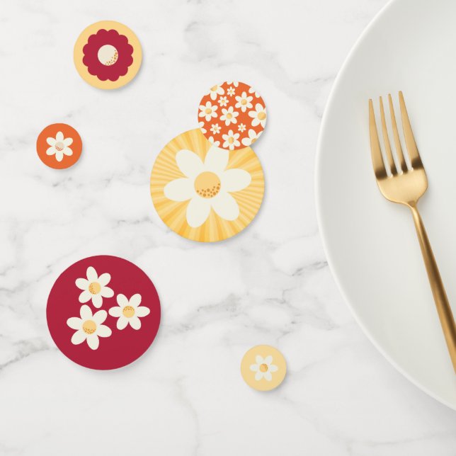 Retro Daisy Table Confetti | Groovy Floral Fiesta  (Grupo)