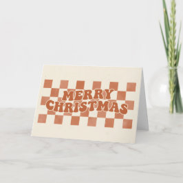 Retro Damero Boho Feliz Navidad
