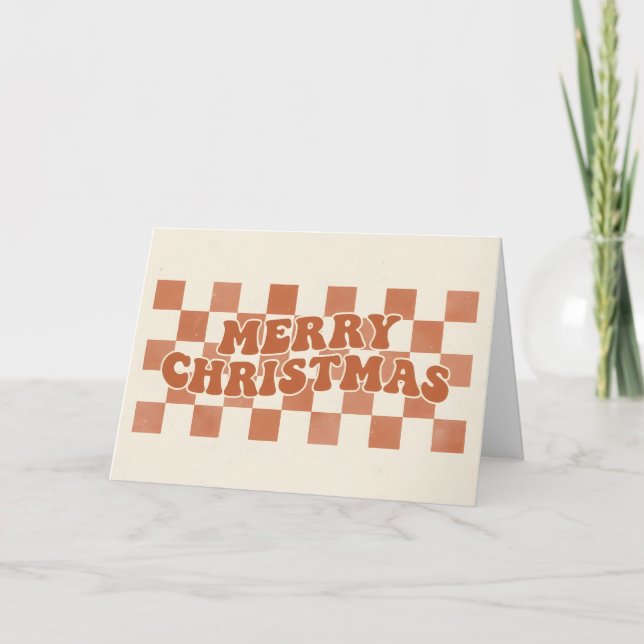 Retro Damero Boho Feliz Navidad (Anverso)
