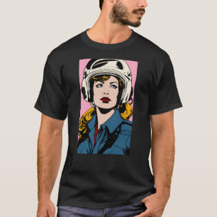 Retro de arte pop en camiseta gráfica de casco