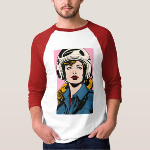 Retro de arte pop en camiseta gráfica de casco