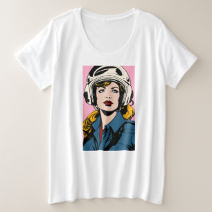 Retro de arte pop en camiseta gráfica de casco