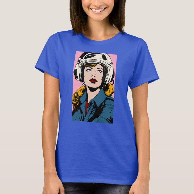 Retro de arte pop en camiseta gráfica de casco (Anverso)