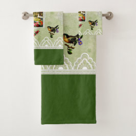 Retro de cosecha colorida con encaje y flores