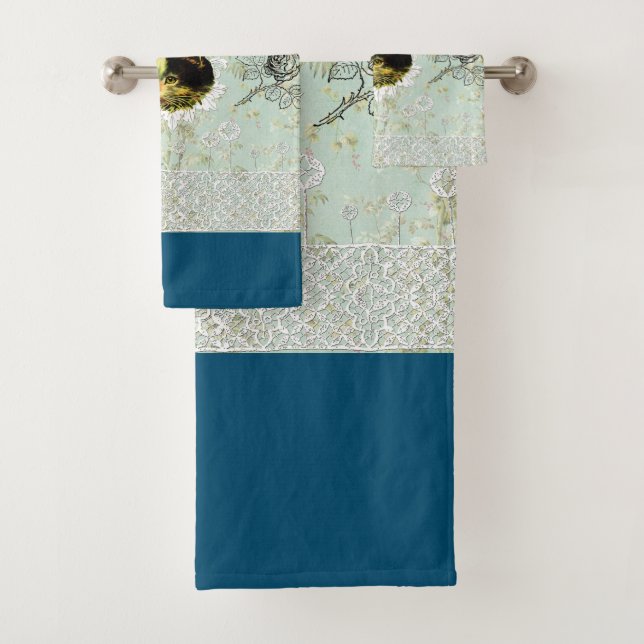 Retro de cosecha colorida con encaje y flores (In situ)