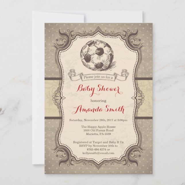 Retro de cosecha de la invitación al Baby Shower (Anverso)