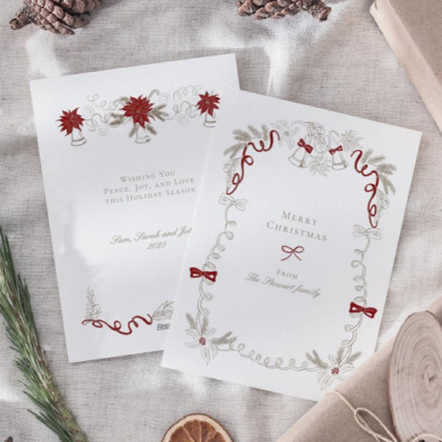 Retro de cosecha mano Feliz Navidad (Hand Drawn Vintage Retro Merry Christmas Holiday Card)