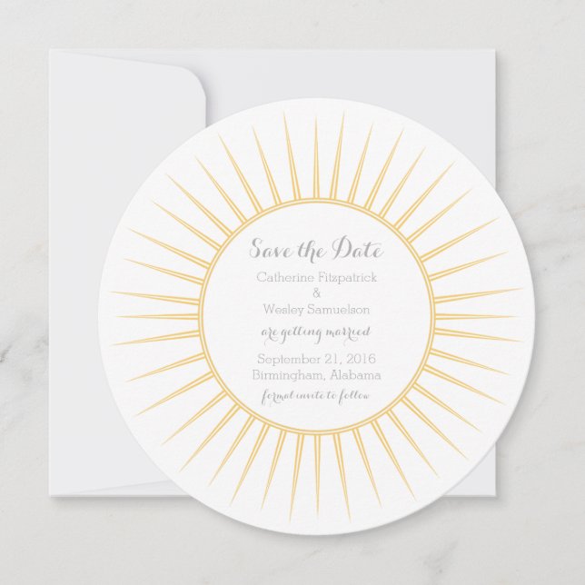 Retro de deco amarillo Guardar la invitación de fe (Anverso)