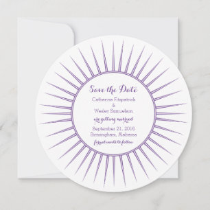 Retro de deco morado Guardar la invitación de fech