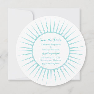 Retro de Deco verde azulado Guardar la invitación 