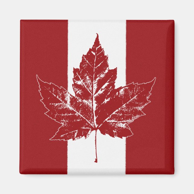 Retro de imán de bandera de Canadá Magnet de hojas (Frente)