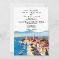 Retro de invitación a la boda de Croacia Zadar