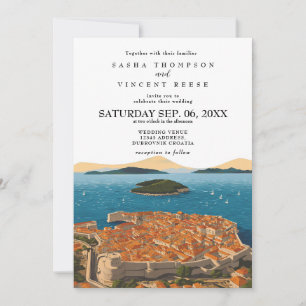 Retro de invitación a la boda de Dubrovnik Croacia