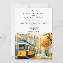 Retro de invitación a la boda de Lisboa en Portuga