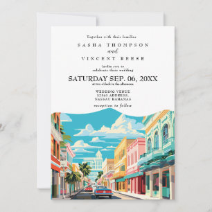 Retro de invitación a la boda de Nassau Bahamas