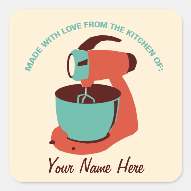 Retro 'De la cocina de' pegatinas (Anverso)