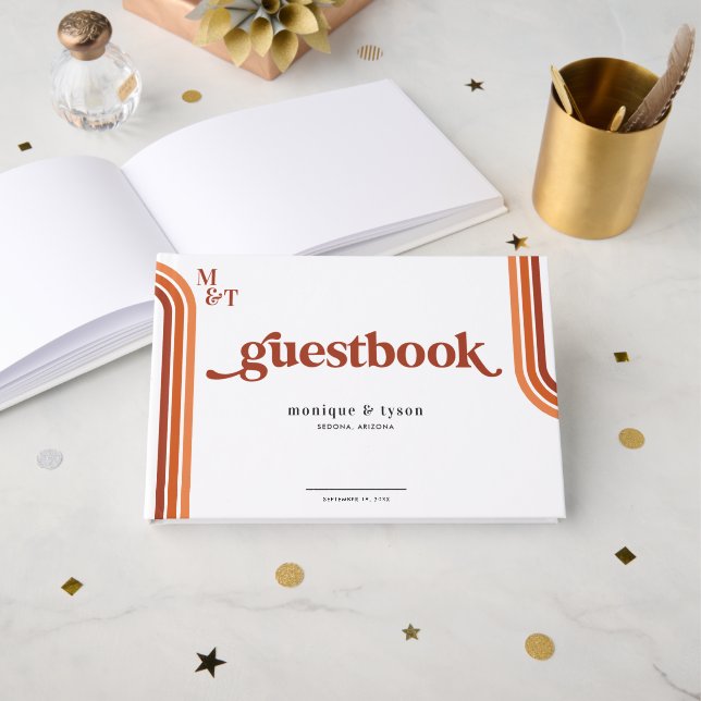 Retro de los Setenta | Libro de Invitados de Boda (Anverso Abierto)