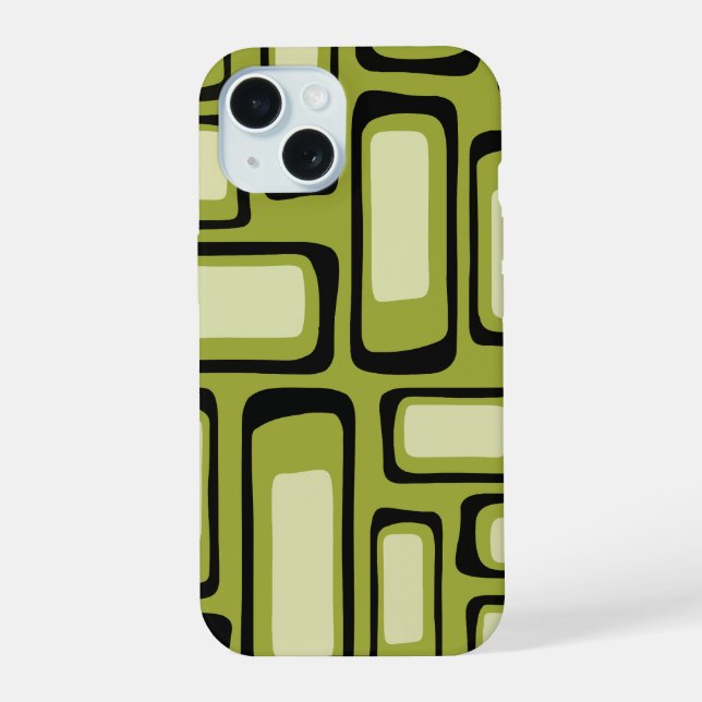 Retro de mediados de siglo Green Rounded Rectangle (Reverso )
