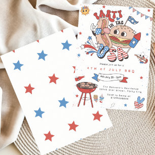 Retro de plantilla de invitación para barbacoa edi