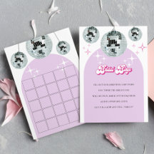 Retro Disco Groove Bingo Bridal Ducha Tarjeta de j