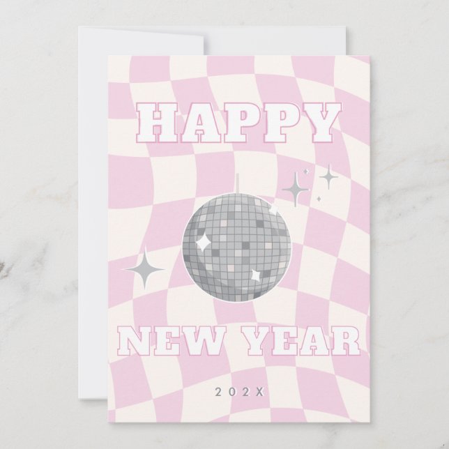 RETRO DISCO HAPPPY AÑO NUEVO | Tarjeta de familia  (Anverso)