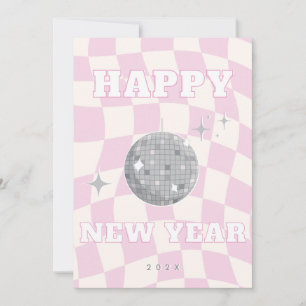 RETRO DISCO HAPPPY AÑO NUEVO   Tarjeta de familia 