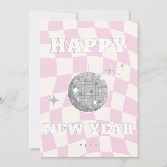 RETRO DISCO HAPPPY AÑO NUEVO | Tarjeta de familia  (Anverso)