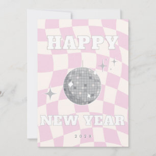 RETRO DISCO HAPPPY AÑO NUEVO   Tarjeta de familia 