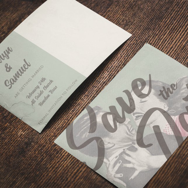 Retro divertido Guardar la plantilla de postales d (Subido por el creador)