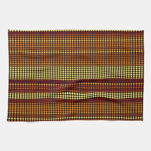 Retro Dots Colorful Stripes Kitchen Toalla (Horizontal)