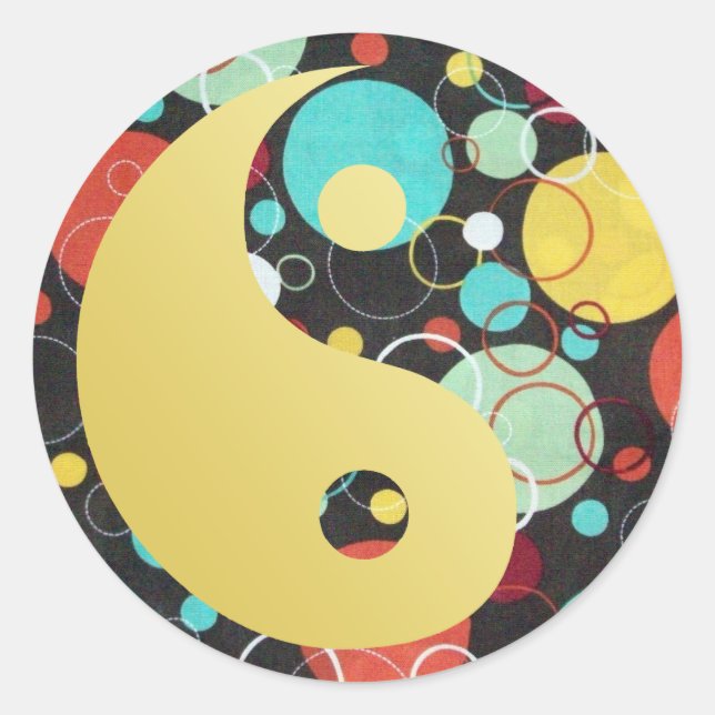 Retro Dots Yin y Yang Pegatina (Anverso)