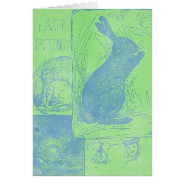 Retro Easter Greetings Easter Bunny Greeting Card (Frente)
