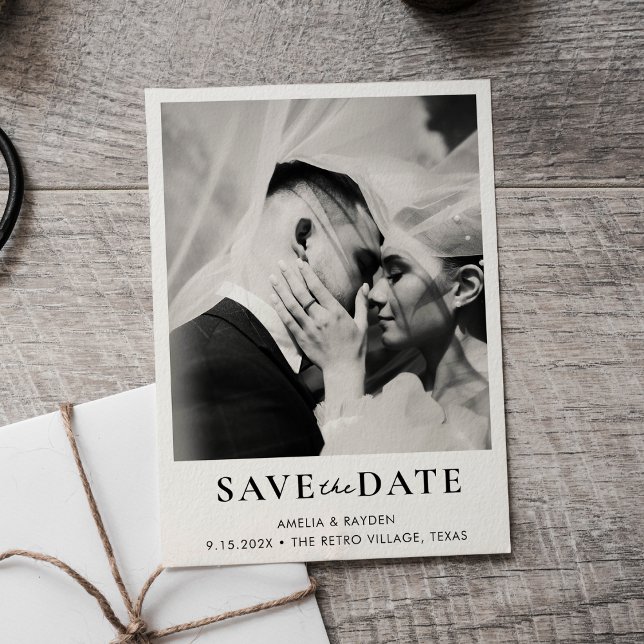 Retro Elegante Foto Boda Guardar la fecha (Subido por el creador)