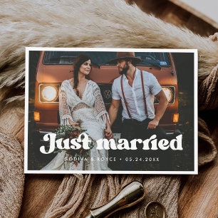 Retro elegante Tarjeta fotográfica recién casada
