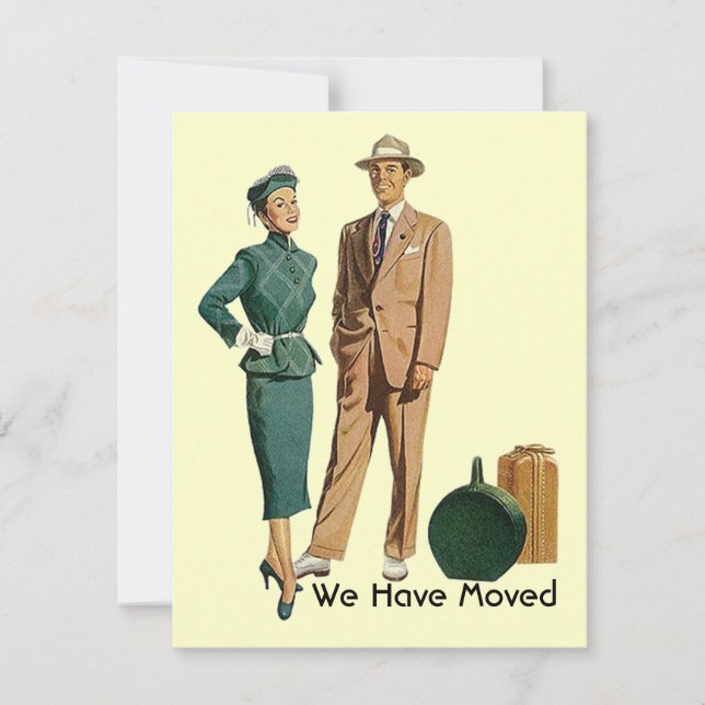 Retro empaquetado Nos hemos mudado Anuncio de muda (Anverso)
