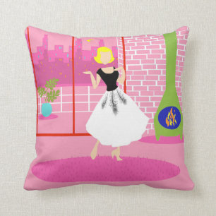 Retro en el Cojín decorativo rosado
