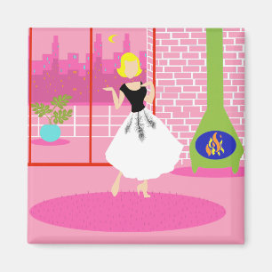 Retro en el imán rosa