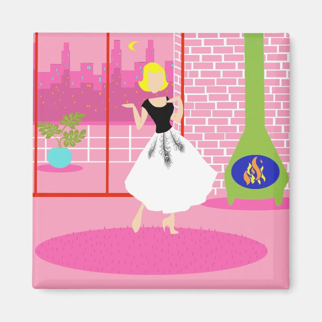 Retro en el imán rosa (Frente)