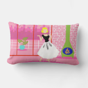 Retro en la almohada rosa lumbar
