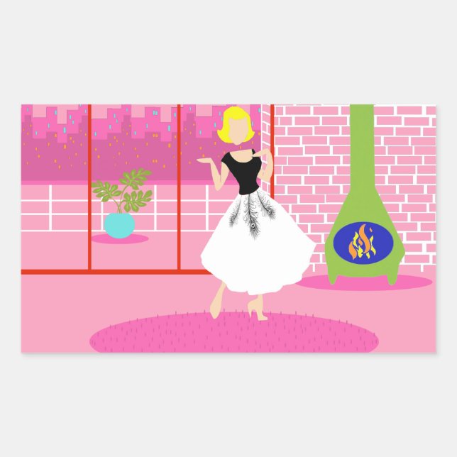 Retro en los Pegatinas rosados (Anverso)